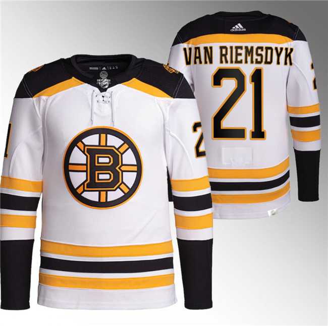 Mens Boston Bruins #21 James van Riemsdyk White Stitched Jersey